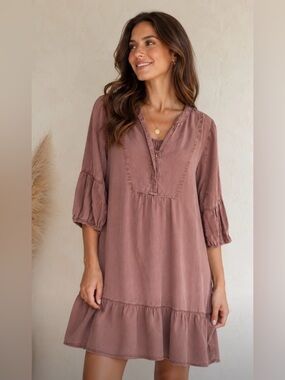 Gia Curves Brown Lyocell Dress